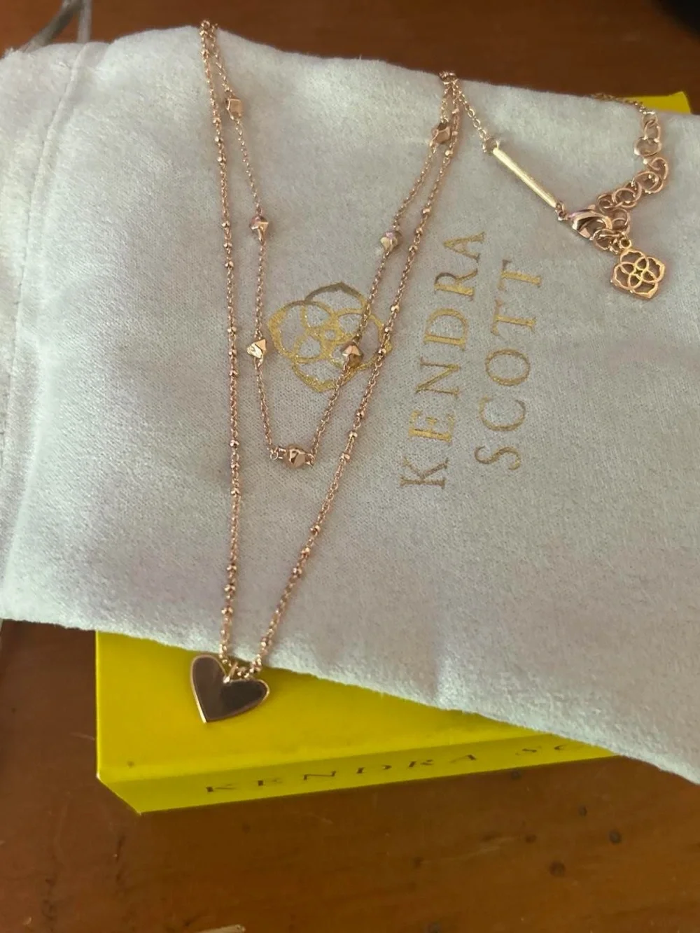Kendra Scott Rose Gold Layered Heart Necklace